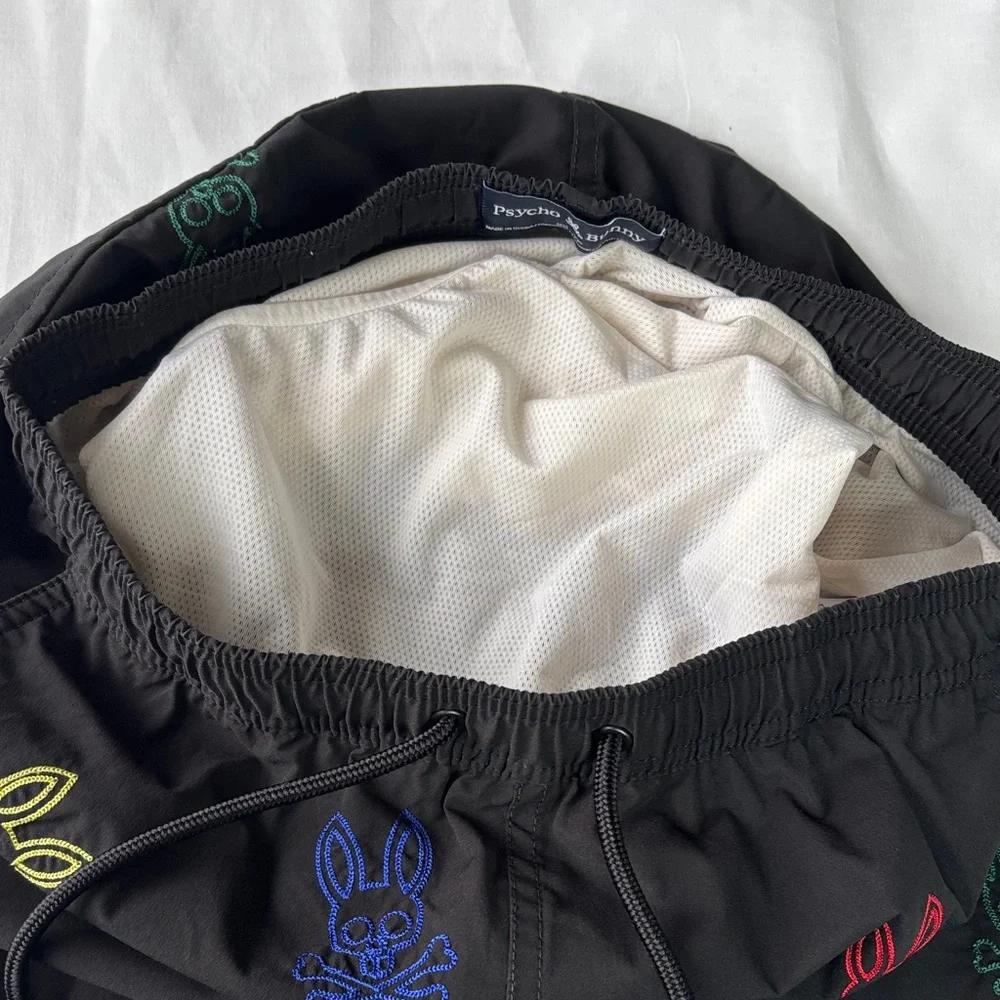 🐰 Psycho Bunny Ligon Embroidered Swim Trunks XS Men's Logo Pattern 🐰 - Picture 10 of 12